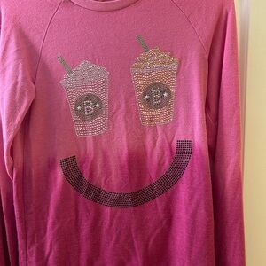 Butter Pink Long Sleeve Kids Tee with Smiley Design